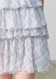 Purple Grid Mesh Doll Princess Puff Dress
