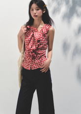 Plaid Lace Sleeveless Vest Top