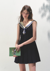 네이비 칼라 탈부착 가능한 네이비 드레스