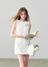 스트라이프 레이스 아카데미 슬리브리스 드레스