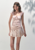 Pink Lace Square Collar Strap Top