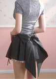 힙라인 슬림핏 리본 스커트 A라인 플리츠 스커트