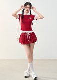 College Style Spliced Fake Two-Piece Tee