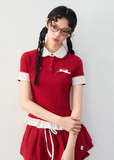 College Style Spliced Fake Two-Piece Tee