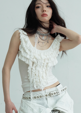 Layered One-Shoulder Slim Fit Tank Top