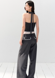 Elegant Stripe Halter Suit Set
