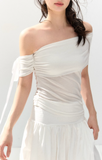 Off-Shoulder White Two-Piece Dress