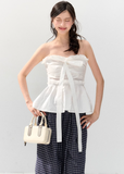 레이스업 스트랩리스 페플럼 탑