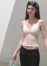 Lace Waist Strap Soft Tank Top