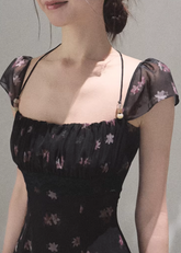 Original Flower Beaded Halter Slim Dress