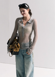 Traces of Moss  V-Neck Wool Knit Pullover