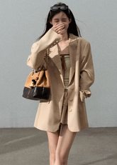 텍스처드 카키 수트 재킷