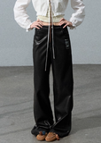 올드 머니 레트로 PU 가죽 팬츠
