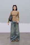 콘트라스트 웨이스트 니트 탑