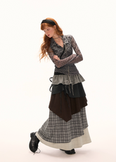 콘트라스트 체크 스커트