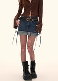 Double-Waist Denim Mini
