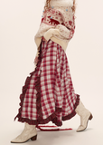 Ruffle Hem Plaid Maxi