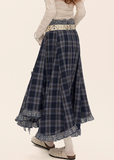 Ruffle Hem Plaid Maxi