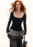 Square-Neck Lace Layer Top