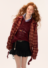 vintage patchwork plaid sweatshirt, retro plaid shirt women, sweatshirt shirt hybrid top, fall 2025 loose casual top, korean street casual shirt, patchwork long sleeve pullover women, autumn vintage plaid outfit, relaxed streetwear top women, nowa tokyo retro street fashion