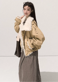lamb wool leather jacket women, oversized shearling short coat, winter thick lapel jacket, faux shearling leather outerwear women, streetcore winter jacket 2025, osmanthus lamb wool coat, black short leather jacket women, korean winter fashion jacket, nowa tokyo winter outerwear