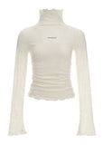 Destruction high collar long-sleeved T-shirt