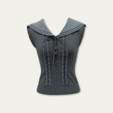 Navy-Collar Gray Lace Set by Disordered Girl
