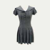Navy-Collar Gray Lace Set by Disordered Girl