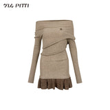 오프숄더 블랙 니트 스웨터 스커트 핫스커트 드레스