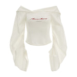 Lantern sleeve white shirt and bra