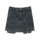 빈티지 데님 재킷과 숏 스커트