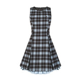 프레피 플레드 A라인 베스트 드레스