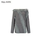 오프숄더 디자인의 울 니트 스웨터 탑