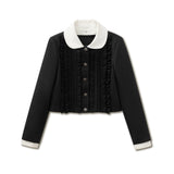 Dark Gray Striped Wool Down Jacket