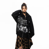 워시드 레터 후드 카디건