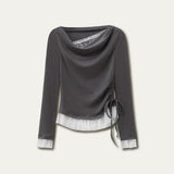 발레에서 영감을 받은 오프숄더 레이스 탑