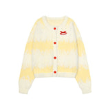 Loose and versatile sweet bowknot cream yellow long cardigan jacket