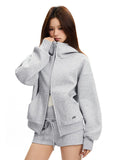 Hooded stand-up Loose straight sweatpants