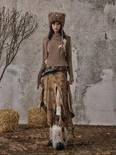 불규칙한 러플 하프 렝스 스커트