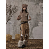 불규칙한 러플 하프 렝스 스커트