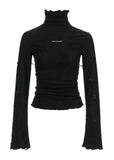 Destruction high collar long-sleeved T-shirt
