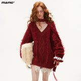 스카프 붕대 케이블 니트 스웨터