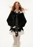 Fake two-piece college style shirt sweater