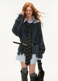 Fake two-piece college style shirt sweater