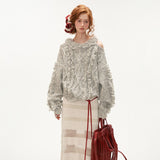 태슬 스웨터 루즈 니트 스웨터 탑