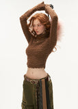 브라운 터틀넥 탑