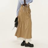 Pleated Panel Long Slim Mid length Skirt