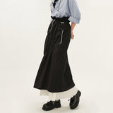 Pleated Panel Long Slim Mid length Skirt