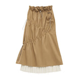 Pleated Panel Long Slim Mid length Skirt