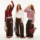 스플라이싱 플레드 멀티포켓 캐주얼 팬츠